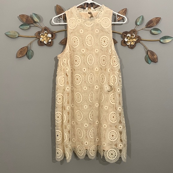 Free People Selma Ivory Crochet Sleeveless Dress Size 10 - Picture 1 of 8